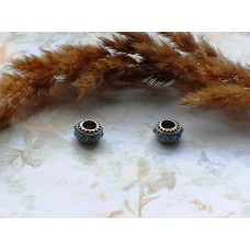 Бусины Pandora Style металлические с голубыми стразами